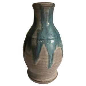Taylor Made Pottery Vase McBridge‎ SD Blue Drip Glaze Ceramic Art